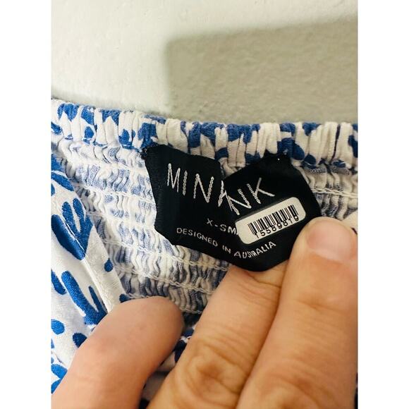 MINKPINK Ithica Ruffled Blue White Mini Design Dress Size Extra Small Flawed - Picture 5 of 7